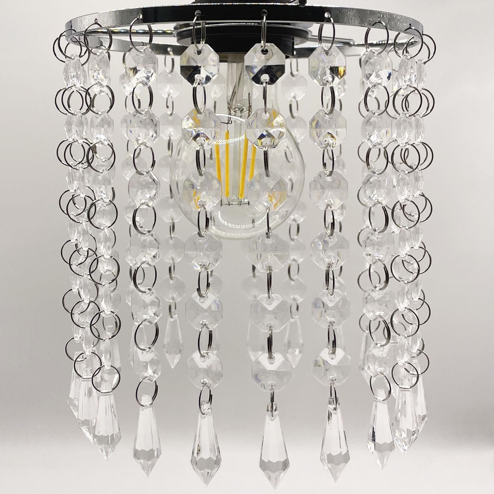 Pantalla de cristal, lámpara de cristal con pantalla de luz para comedor, moderna lámpara colgante con cuentas de 6 pulgadas de diámetro