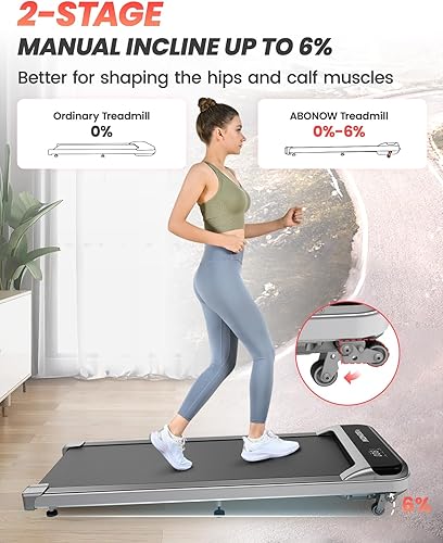Miniatura 2 de Abonow Almohadilla para caminar, caminadora para debajo del escritorio con inclinación para oficina en casa, 2.5 HP, caminadora portátil con