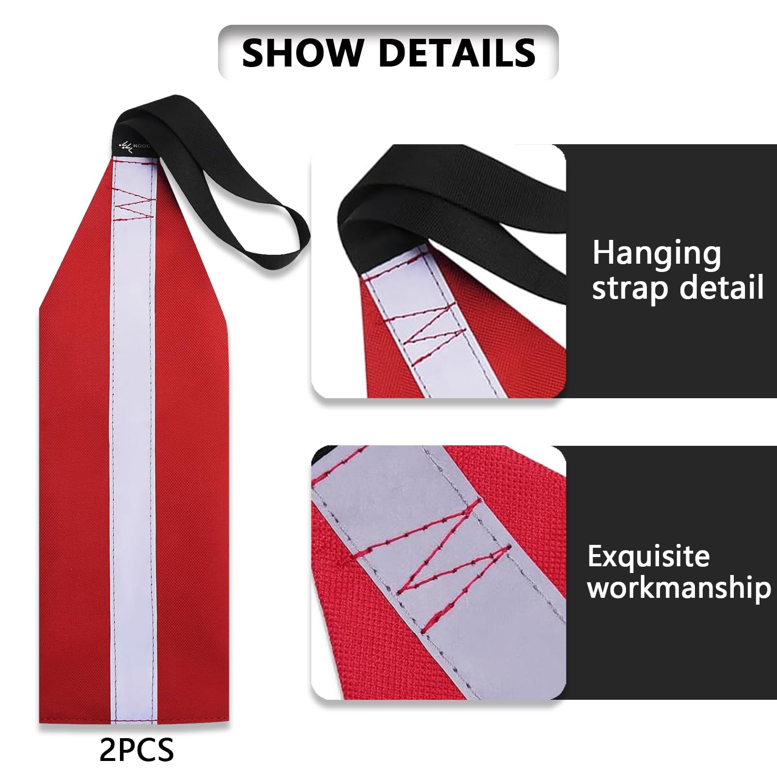 ZALHIN 2pcs Drapeau De Sécurité Pour Kayak - Drapeau Réfléchissant Rouge Pour Kayak, SUP Et Remorque