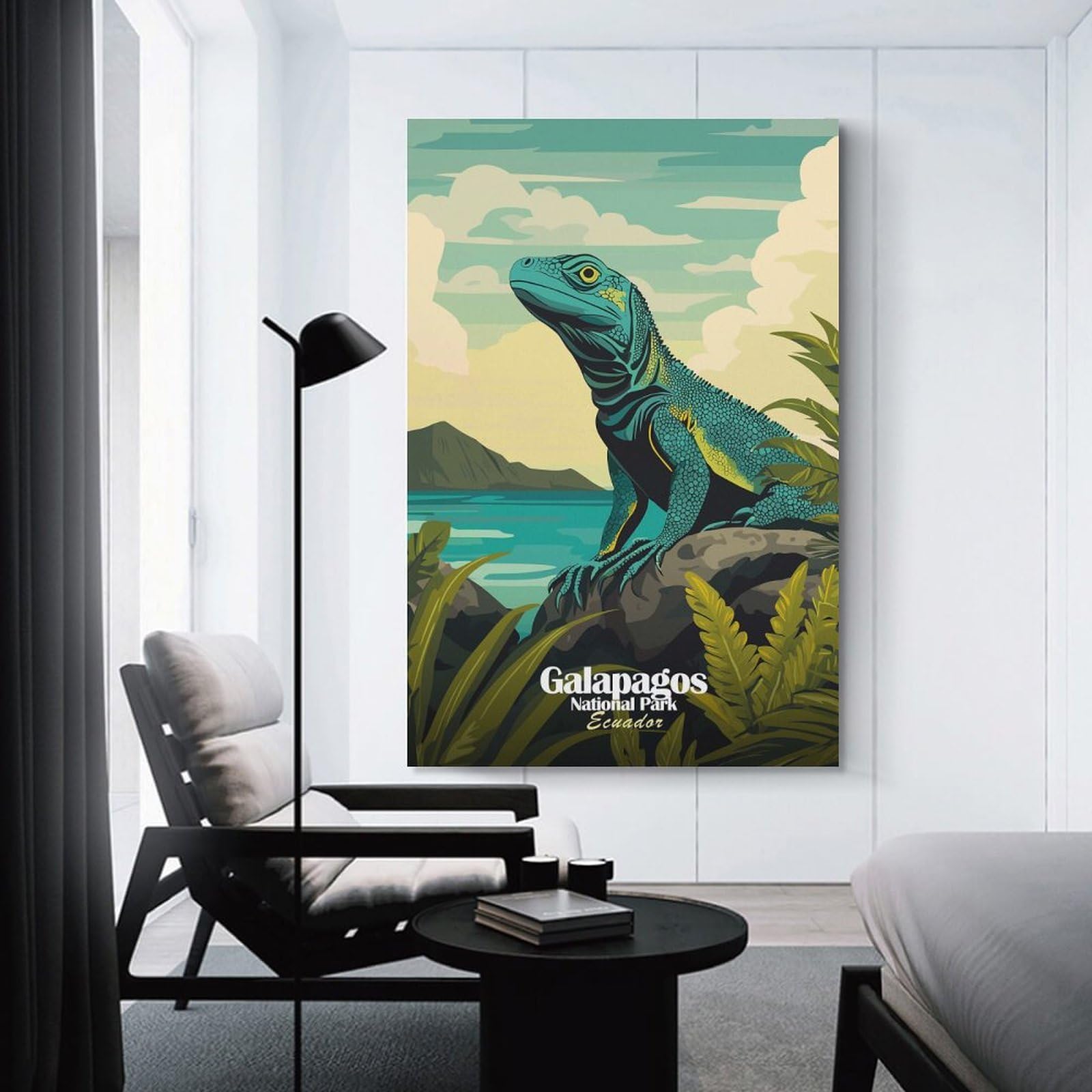 Junmoney Galapagos Iguana Poster Home Decor Wall Art 20x30inch(50x75cm), for Small Homes, Bedrooms Or Open Spaces, An Easy Choice for New Home Styling
