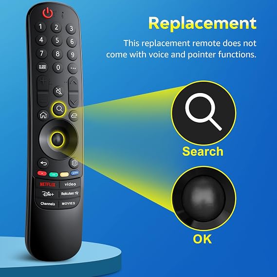 Replacement for LG TV Remote Control, Compatible with All LG Smart TVs, Universal for Magic Control MR24GA MR23GA MR22GN MR21GA