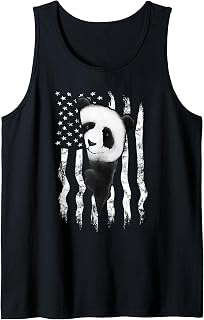Panda Bear Grungy American Flag US Panda Art Tank Top