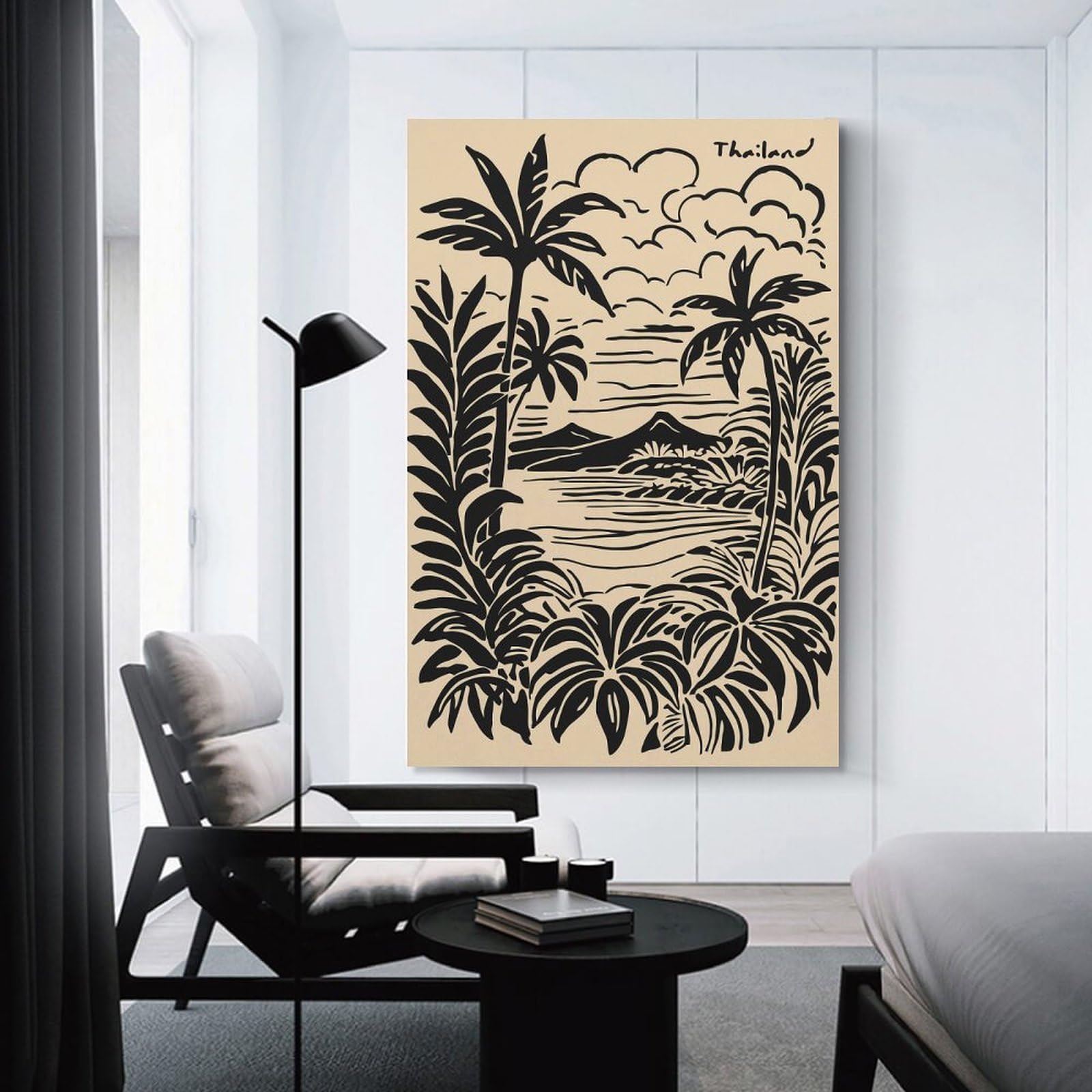 Junmoney Tropical Island Landscape with Palm Trees Room Decor Wall Art 20x30inch(50x75cm), for Wall Displays, Bedrooms Or Room Updates, Ideal for Building A Coordinated Art Wall