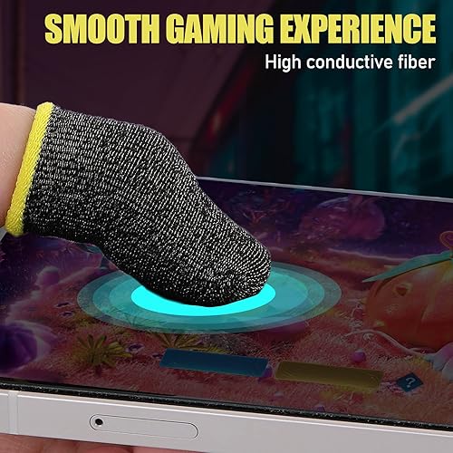 Miniatura 20 de Geyoga 40 fundas para dedos para juegos para pulgares, protector de dedos para juegos móviles (negro)