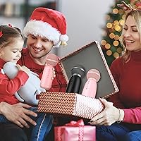 Vista 2 de Aokeo Micrófonos inalámbricos, altavoz Bluetooth, micrófono de karaoke inalámbrico para niños para cantar, micrófono portátil para máquina