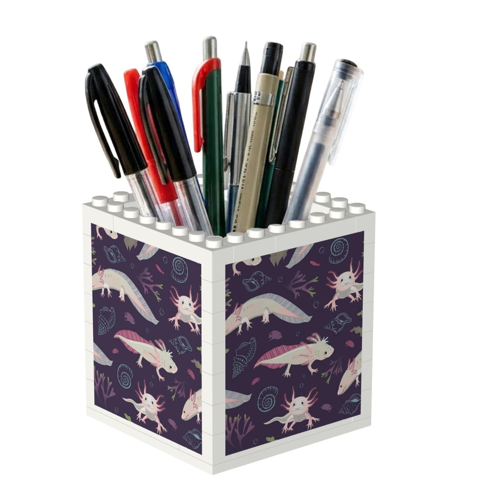 Poadnly Axolotls, Pen Pot Pencil Holder for Office Home School, Compact Desk Organiser for Office Stationery