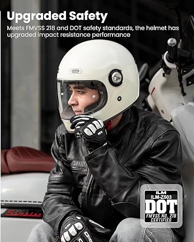 Miniatura 3 de ILM - Casco integral de cara completa para motocicleta retro para adultos con visera, cascos vintage para cruceros, scooters, motonetas, compatible