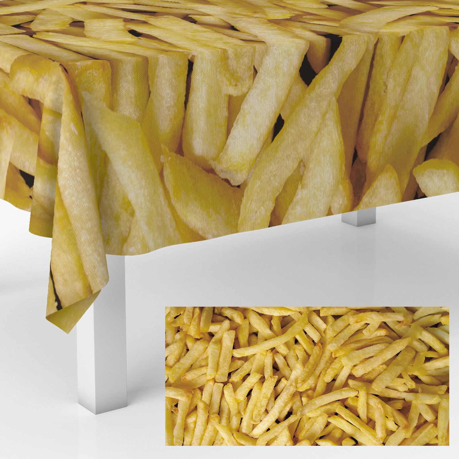 French Fries Tablecloths Chips Food Theme Table Cover Decorations Cheer to Men Women Happy Birthday Dining Banquet Fiesta Picnic Anniversary Wedding Party Supplies