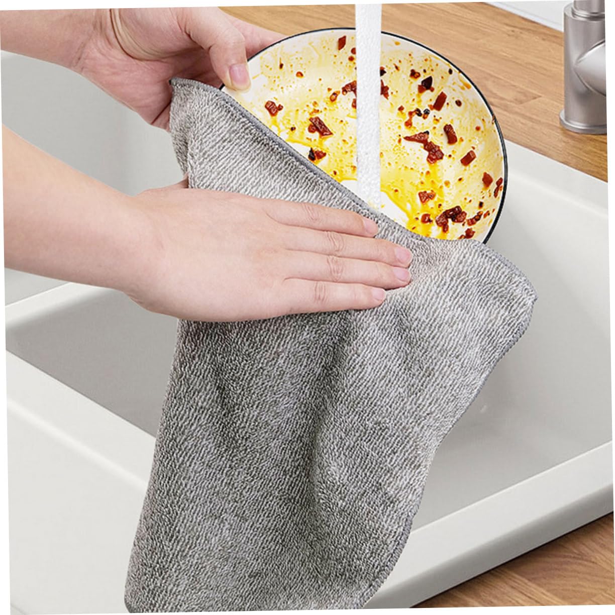 Paquete De Paños De Limpieza Absorbentes De Doble Cara Toallas De Cocina De Microfibra Gruesa para Limpieza Y Duradera 5 Piezas X 5