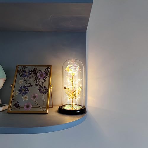 Miniatura 4 de Regalos de rosas para el día de San Valentín para ella, rosas para siempre, decoración de mariposa dorada, regalos de flores para su novia, mamá,