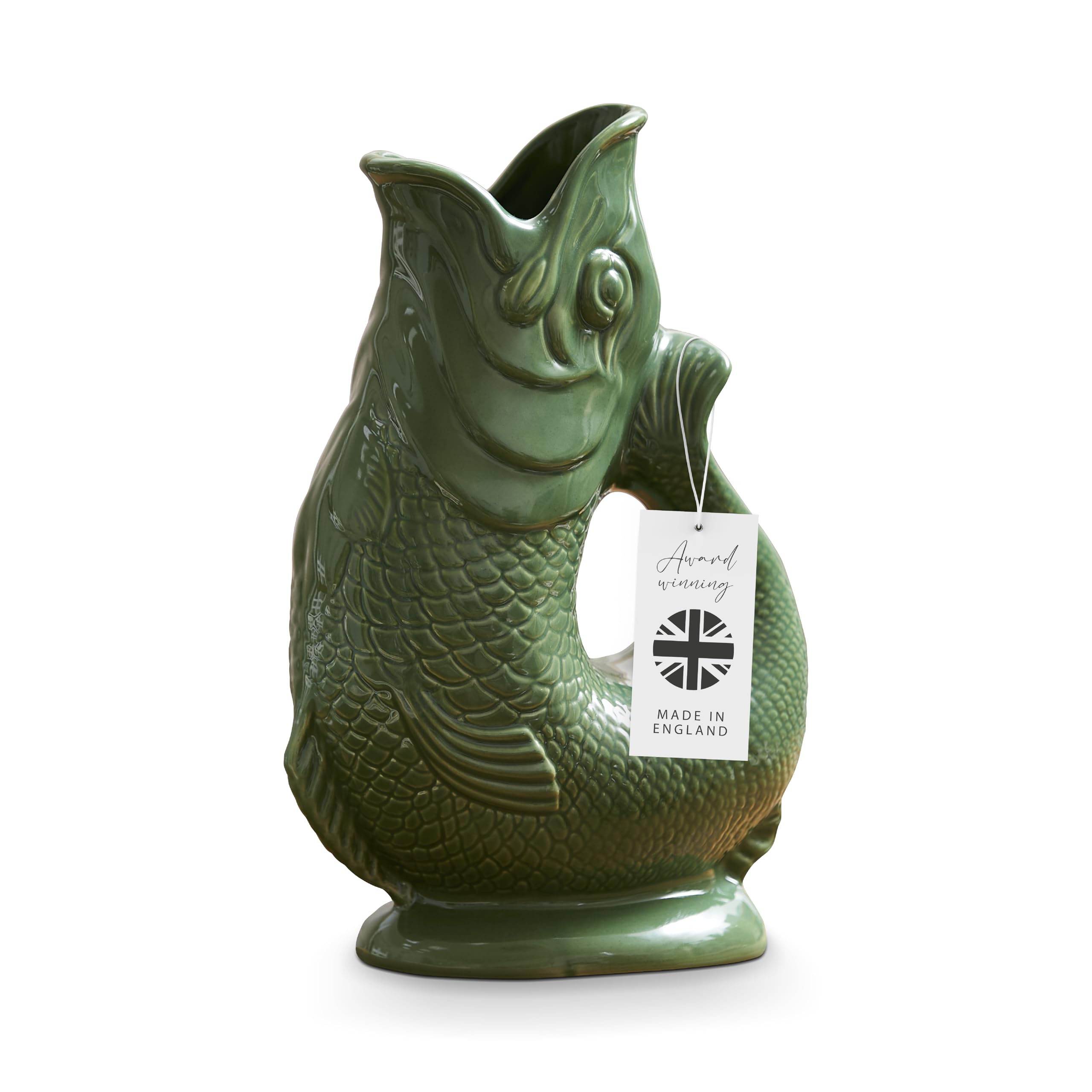 Wade Fish Jug, Handcrafted in Stoke-on-Trent England, Award-Winning Iconic UK Heritage Brand, English Earthenware, 1.2L, Forest Green, WA967803GRN