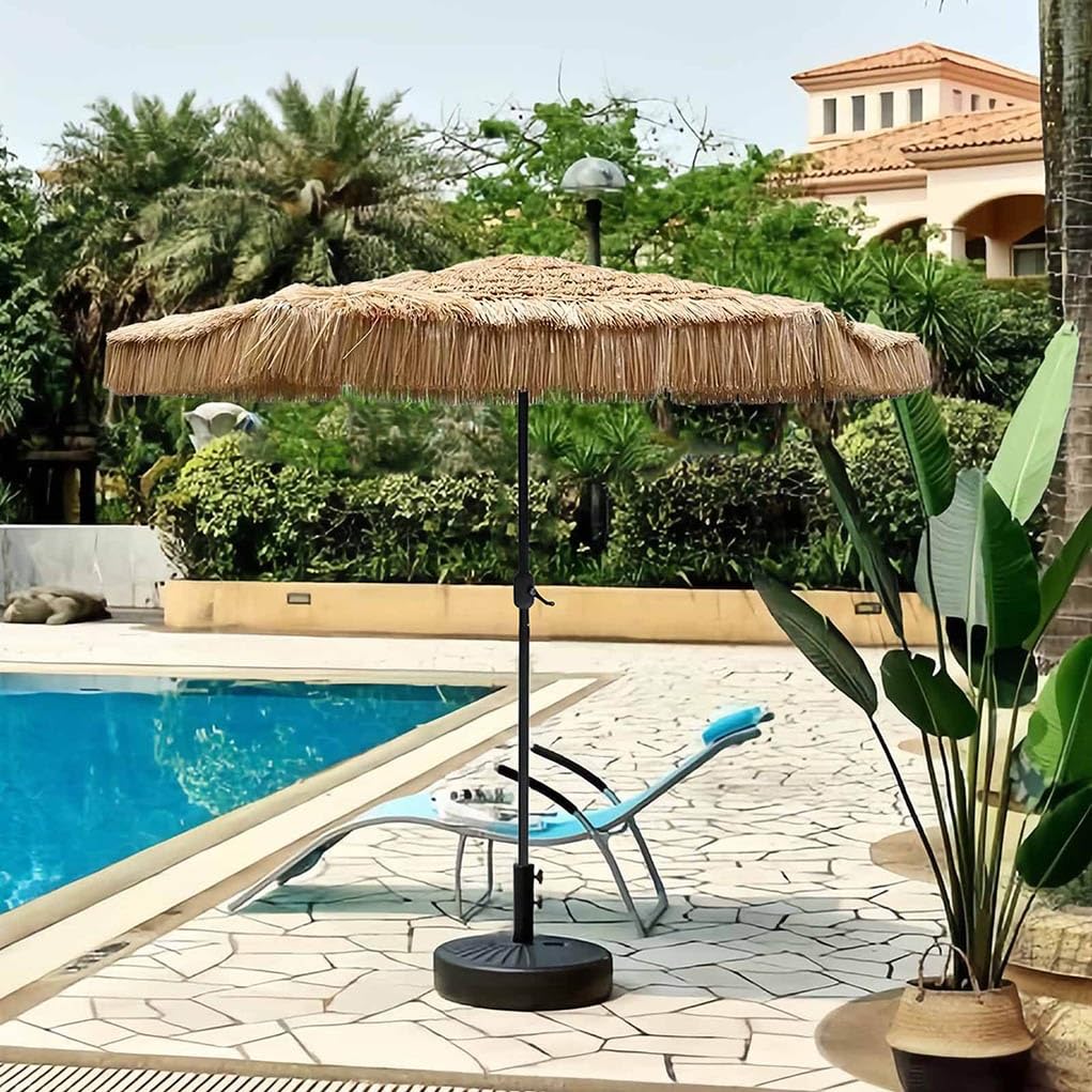 Sombrilla Playa Grande Sombrilla Terraza Exterior Ø 270cm Protección UV30+ Hawaii Parasol Terraza Exterior, Control De Manivela ＆ 8 Varillas, UV50+ Protección UV Para Jardín, Patio Y Piscina