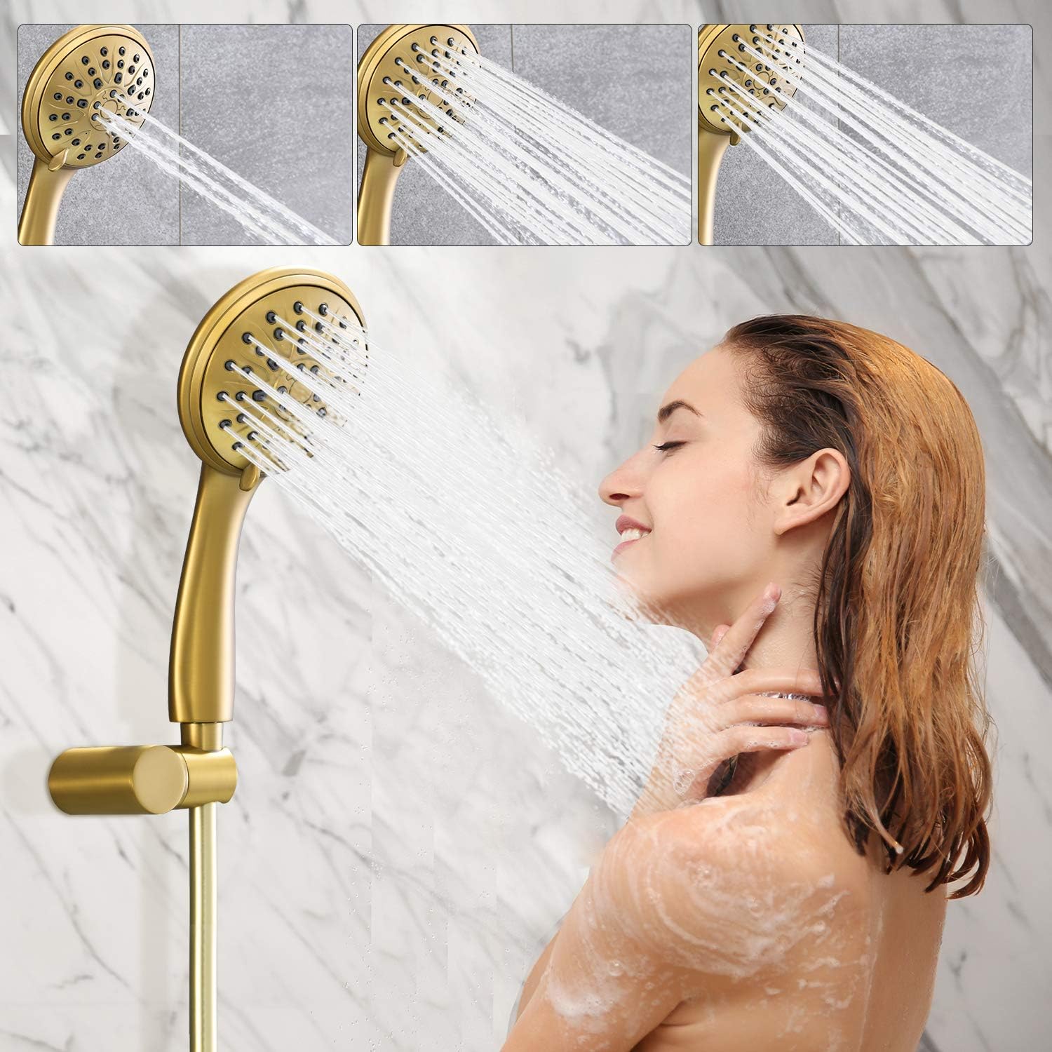 Exсluѕіvе Dіѕсоunt 80% оƒƒеr HomGoo Shower Faucet, Wall Mounted Shower System, High Pressure Rain Shower head and Handheld Shower Head with Tub Spout, Brushed Gold