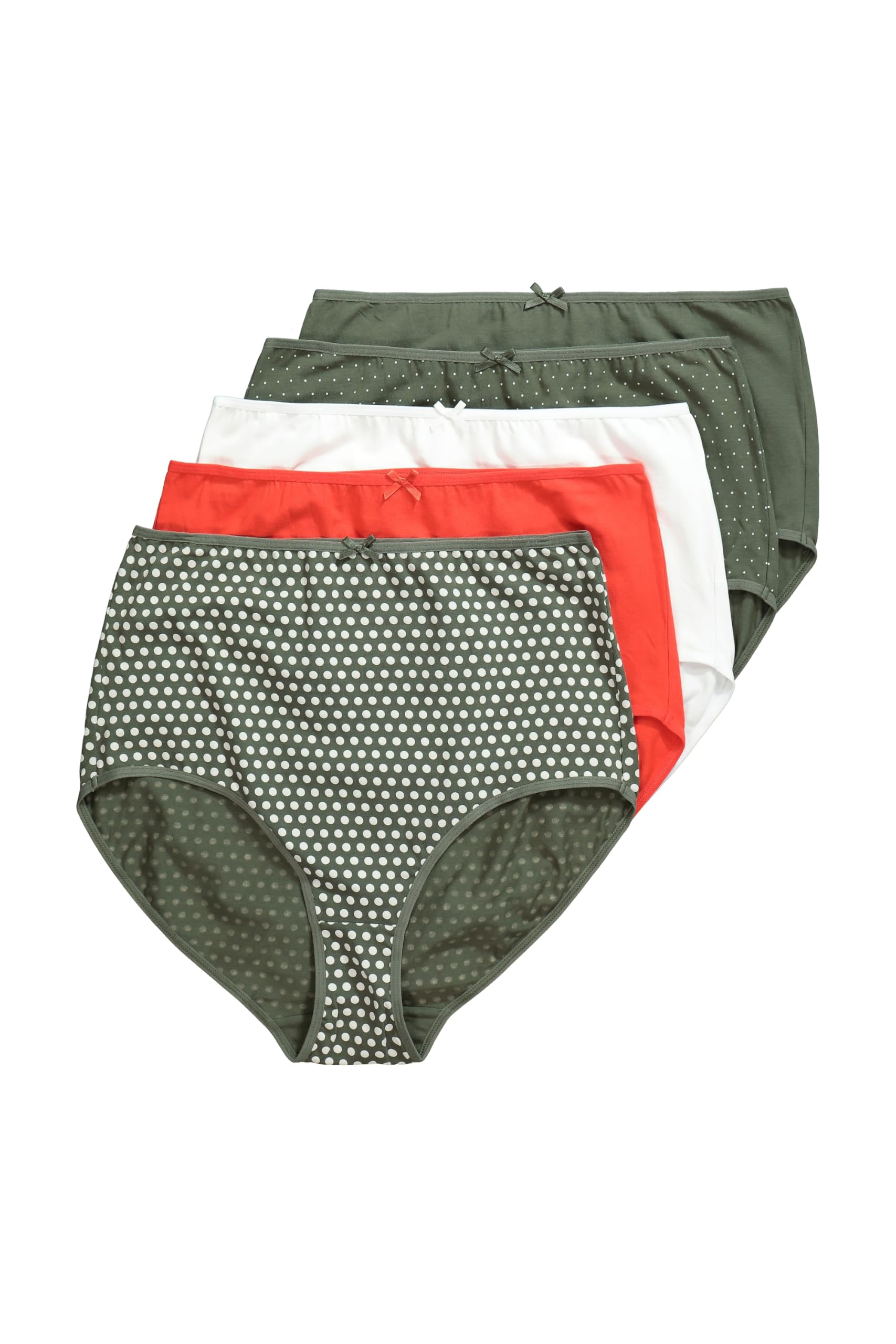 Ulla Popken Damen große Größen Übergrößen Plus Size Maxislips, 5er-Pack, Punkte/einfarbig 834377