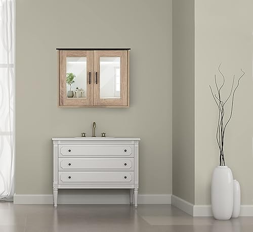 Miniatura 7 de MAISON ARTS Juegos de gabinetes de almacenamiento, incluye botiquín con puertas de espejo y estante de baño independiente con cajón para sala de