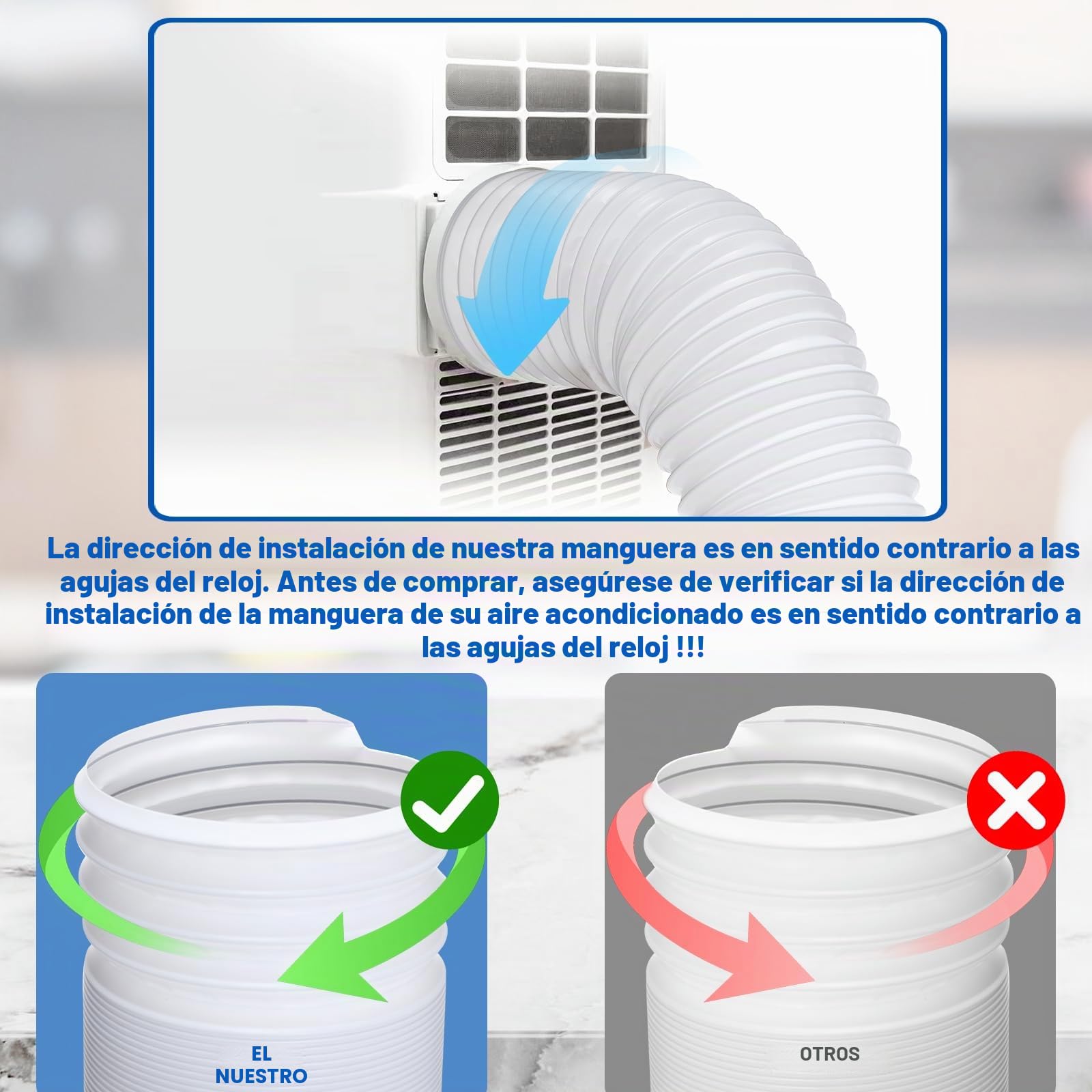 Manguera de Escape para Aire Acondicionado, Tubos Aire Acondicionado Portatil 2M Tubo Flexible Aire Acondicionado 15 cm de Diámetro, PP Plegable Tubo de Salida de Aire Universal (2M150MM)
