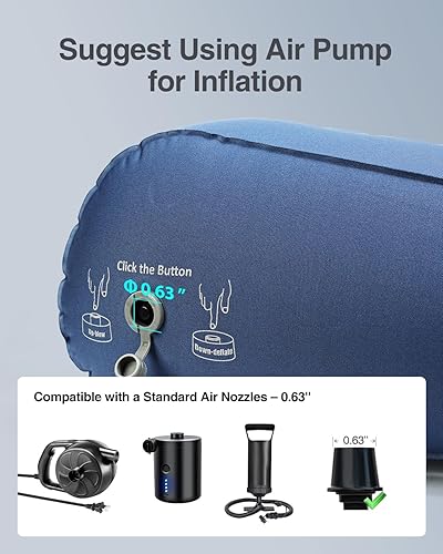 Miniatura 6 de Luxtude Almohada inflable de cuña para dormir, almohada de cuña de viaje para aliviar el reflujo ácido, apnea del sueño, almohadas ajustables para