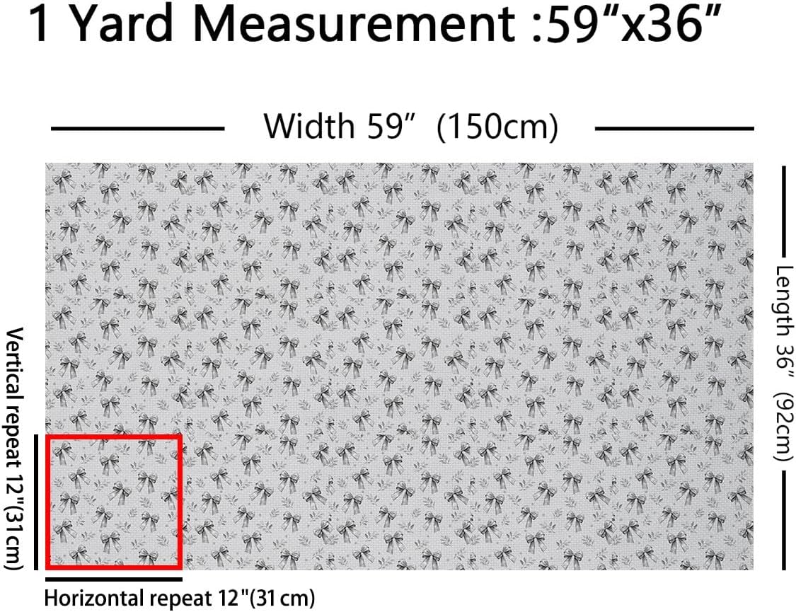 jejeloiu Cute Bowknot Fabric by The Yard Watercolor Bow Upholstery Fabric for Chairs Dreamy Princess Style Waterproof Indoor Outdoor Decor for DIY Sewing Craft Projects 3 Yards