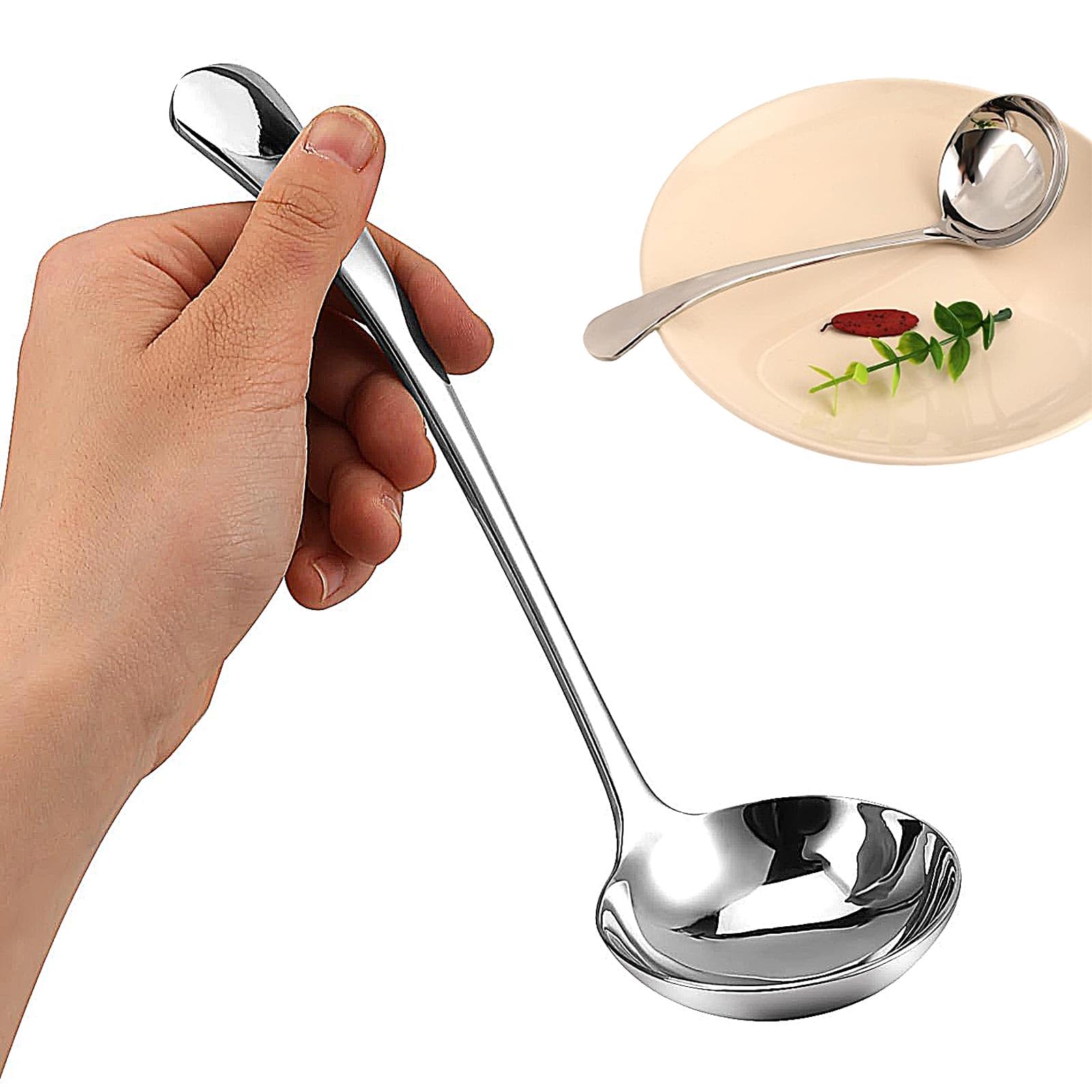 7.9 Inch Soup Ladle Small Ladle Silver Small Gravy 18/10 Stainless Steel Sauce Ladles Gravy Ladles for Spooning Sauces or Gravies