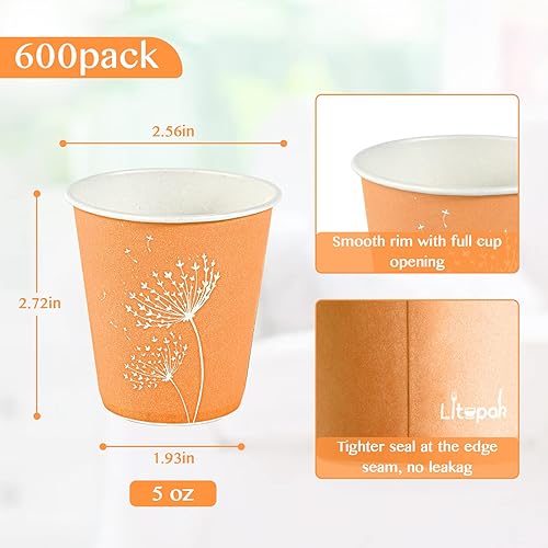 Miniatura 9 de Paquete de 600 vasos de papel desechables de 5 onzas, vasos desechables para enjuague bucal, vasos de papel pequeños