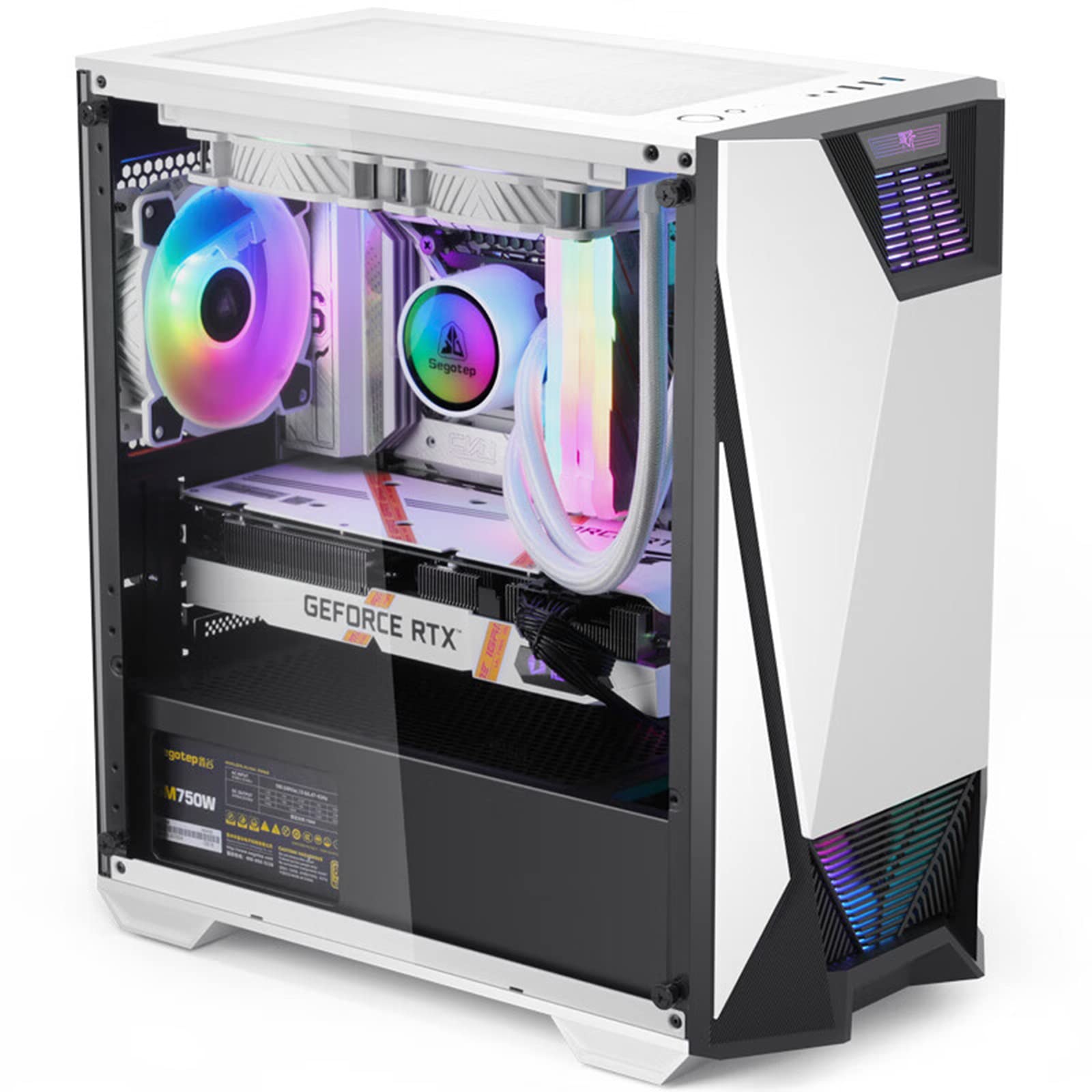 Amazon.co.jp: ブラックとホワイトのPCケース、ゆっくり点滅するRGB 