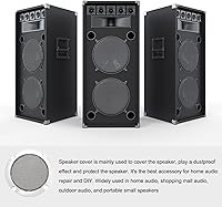 Vista 3 de Cubierta de rejilla de altavoz de malla negra, protector de parrilla de subwoofer [para audio doméstico DIY] - Marco de tono plateado, 2 piezas