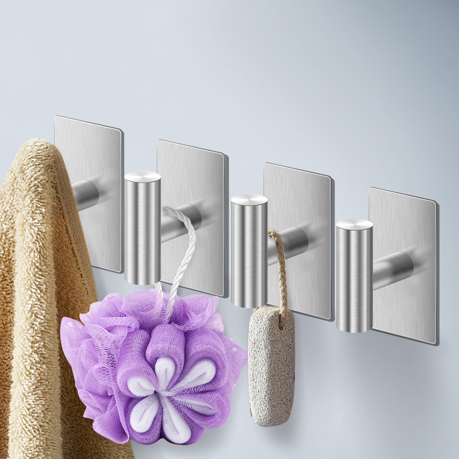 DERIQ Adhesive Hooks SUS304 Stainless Steel Towel Hooks Heavy Duty...