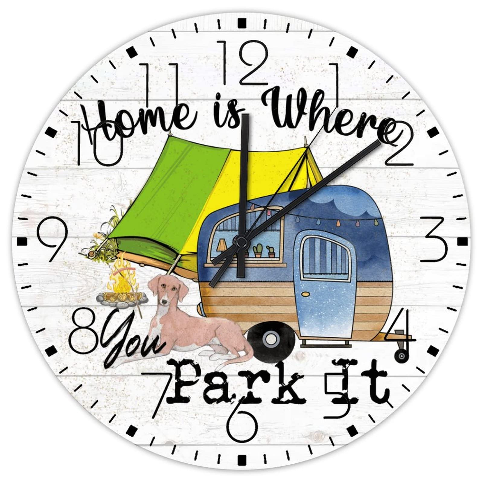 Horloge en bois feu de camp pour déco nature et vanlife
