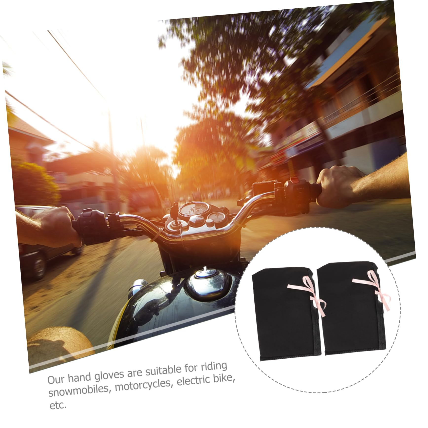 KOMBIUDA Guanti da Manubrio per Moto, Manicotti Termici Neri in Pelle e Peluche, Antivento, Protezione dal Freddo per Mani e Articolazioni, | Peluche e Limitation Leather, Antivento per Mani e Articolazioni, Guida su Motociclette