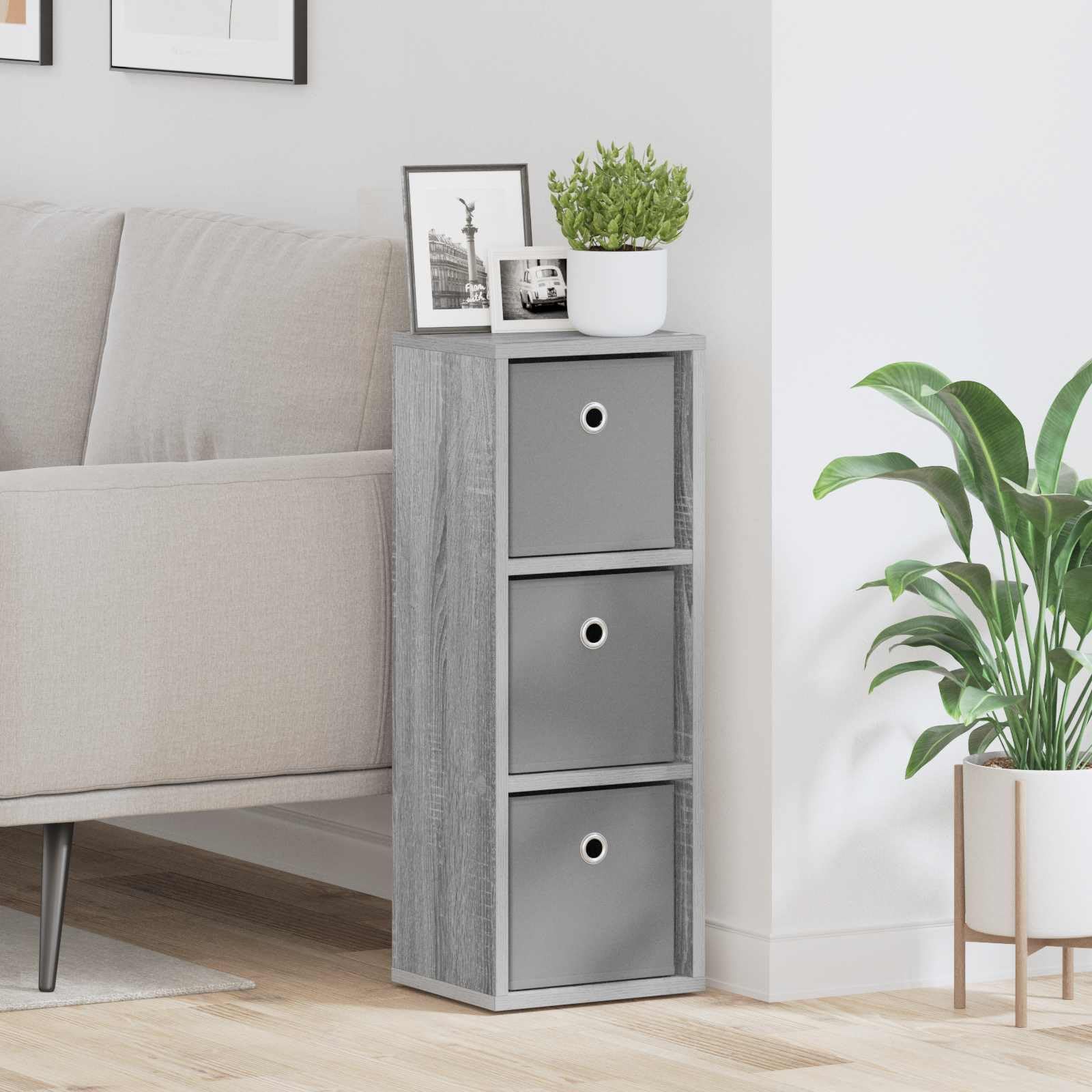 Yisssmeng Sideboard mit 3 Schubladen, schmale Kommode für Flur und Wohnzimmer, platzsparendes Möbelstück aus Holzwerkstoff, Graues Sonoma, 25,5 x 22 x 69,5 cm Küche, Haushalt & Wohnen