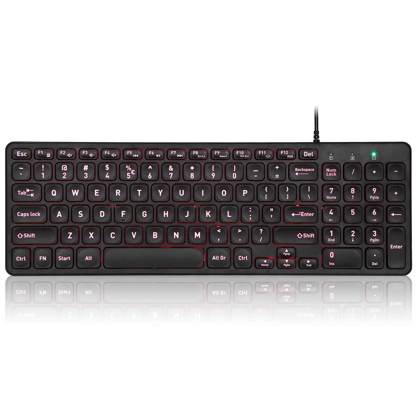 Perixx PERIBOARD-333B Wired Backlit USB Keyboard- X Type Scissor Keys - Compact 14.25x4.57 Inches - Big Print Letters - White Backlit - US English,11618-image-7