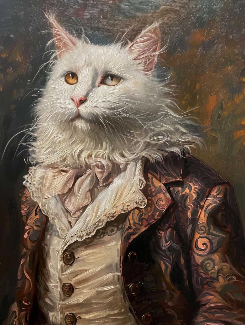 RKFLGEW 14CT Counted Cross Stitch Kits White Cat in Clothes Cross Stitch Set Fantasy Animals Embroidery Kit for Beginners Adult DIY Cross Stitches Needlepoint Kits 60x80cm