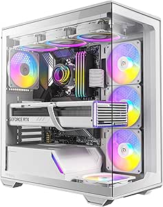GIGABYTE C201 PANORAMIC ICE PC Case - Mid Tower, m-ATX, 360mm radiator support, 3 pre-installed fans, USB 3.0, support RGB Fusion