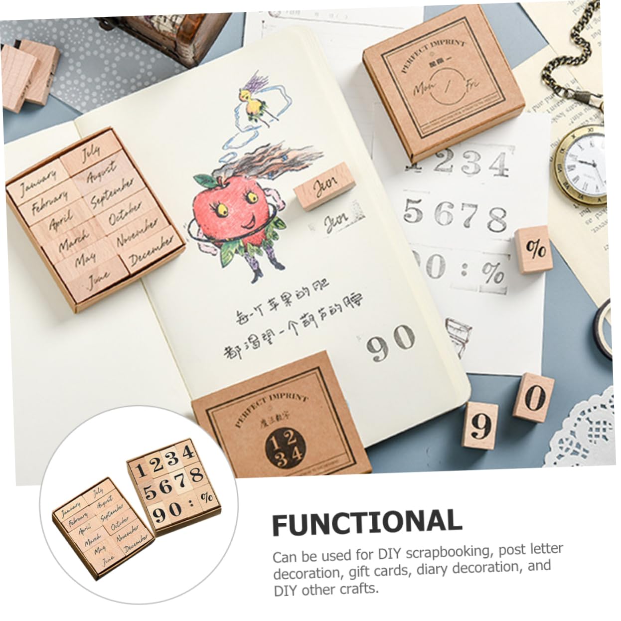 Artibetter 120stücke Teiliges Holzstempel Für Scrapbooking Und Multifunktionale Monats Und Datumsstempel Für Kreative Projekte Und Geschenkverpackungen
