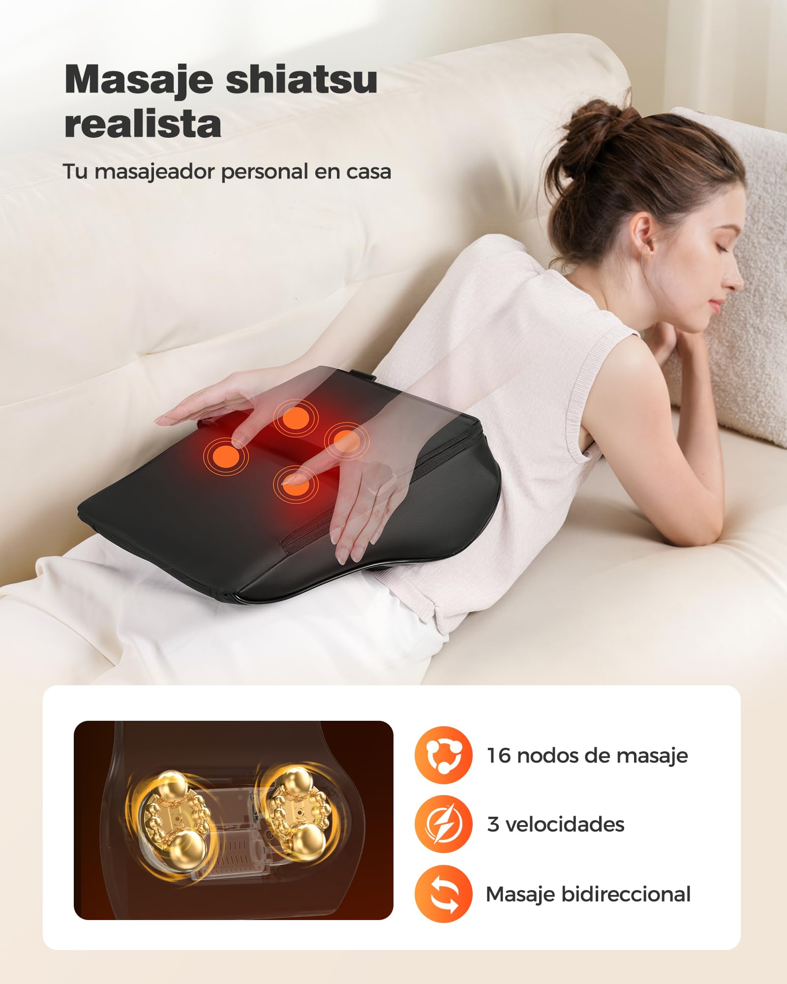 Boriwat Masajeador Cervical y Espalda con Calor, 3D masajeador electrico para aliviar el dolor, Masaje eléctrico de cuello/Cervical/hombros, hombros y piernas para casa y la oficina, Negro