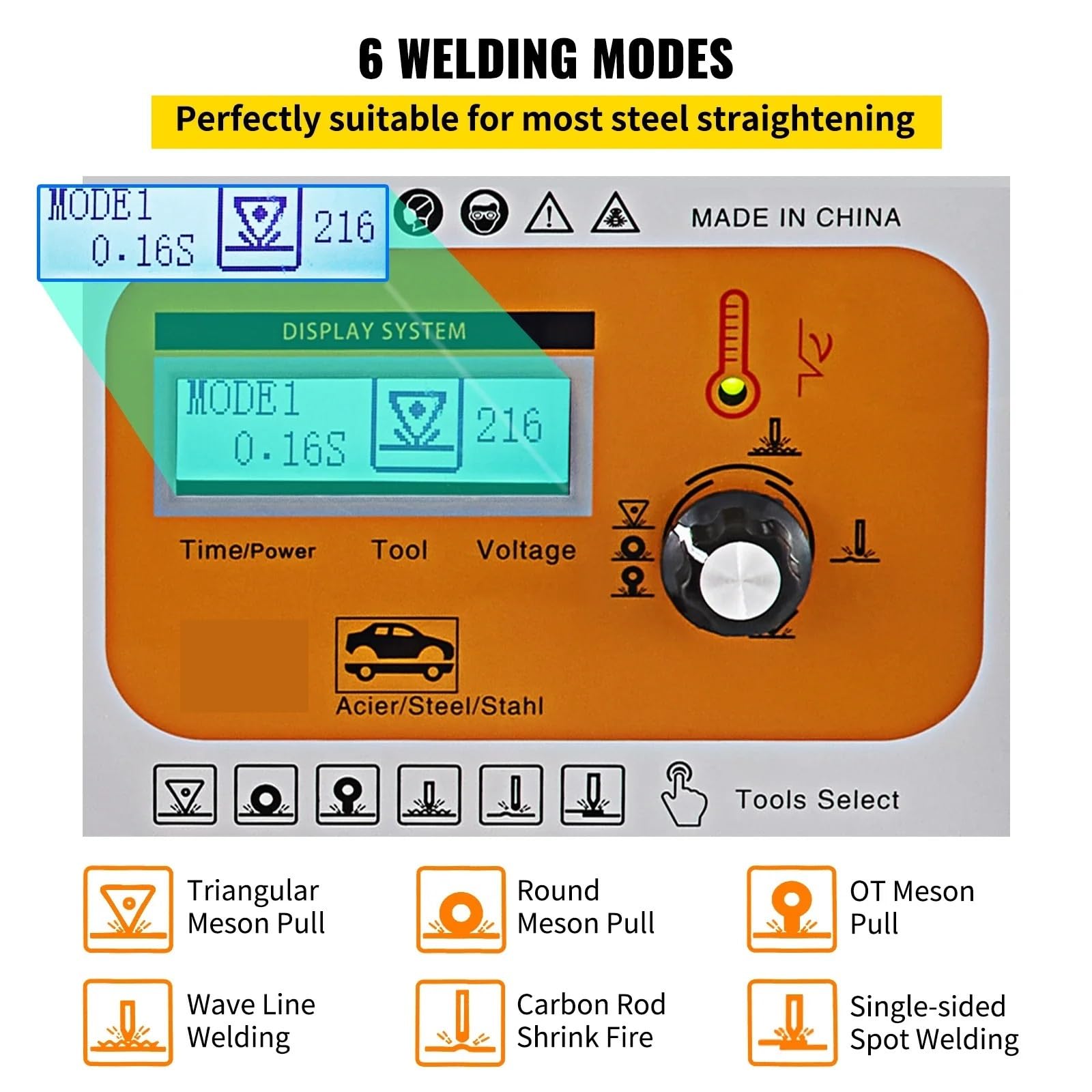 Soldador Para Puntos, Reparación Chapa Metálica Coche Para 2 Pistolas Soldadura, Máquina Soldadura Para Puntos 6 Modos Para Pantalla LCD Soldadores