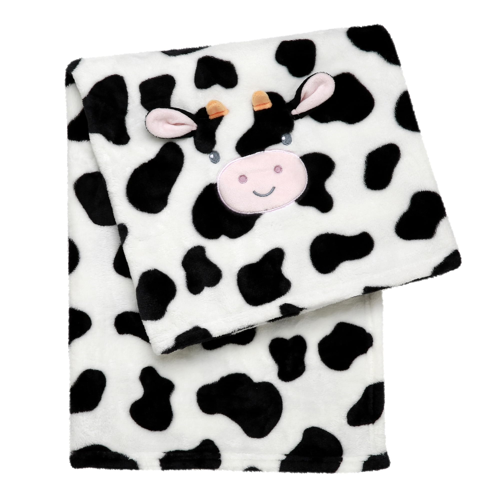 Personalized Cow Baby Blanket, Floral Baby Blanket, Baby Girl Blanket, Baby Shower Gift, Cow Crib Bedding, Cow Baby Gift, Farm Baby Blanket