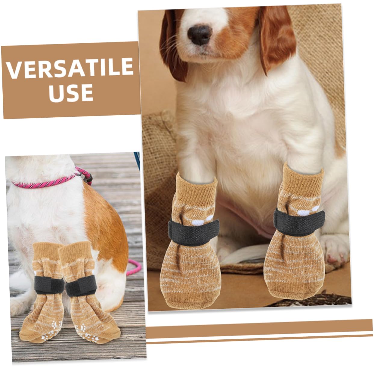 BELLIFFY 4pcs Dog Socks Slip Puppy Accessories Breathable Winter Socks Washable Dog Paw Protectors