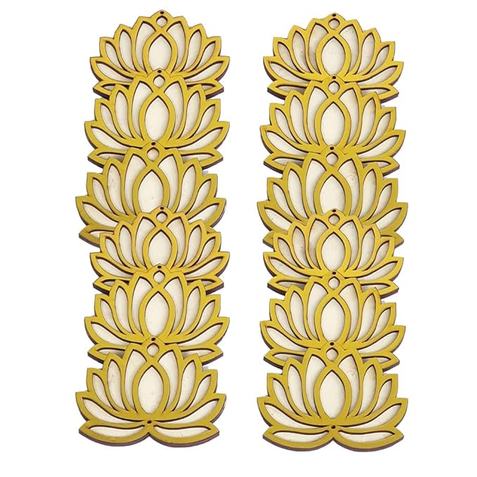 Buy Gift Jaipur Cream Golden Lotus 4 Inch Set of 12 Wooden Cutout DIY