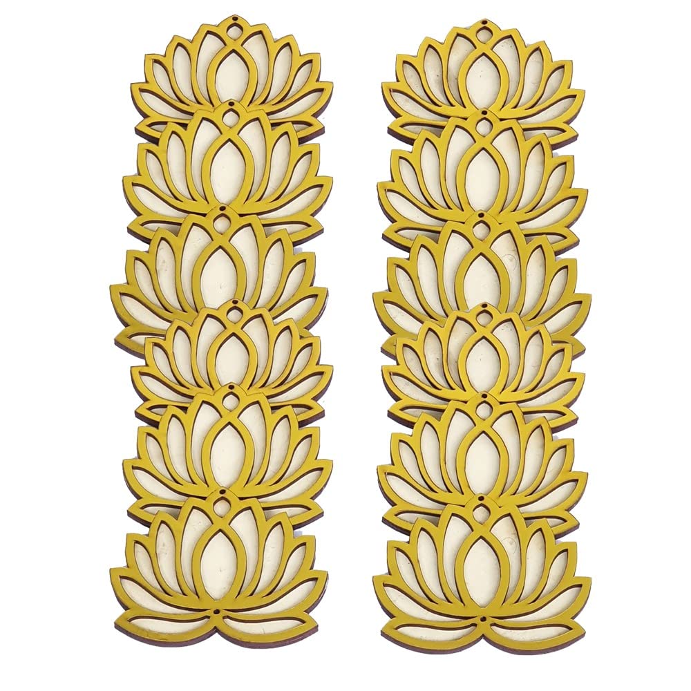 Gift Jaipur Cream Golden Lotus 4 Inch Set of 12 Wooden Cutout DIY Rangoli Kit | Decorations for Diwali, Dusshera Wedding Rangoli, Pooja, Decorations, Festival Gift (B0BC4DJ3VY) Amazon Price History, Amazon Price Tracker