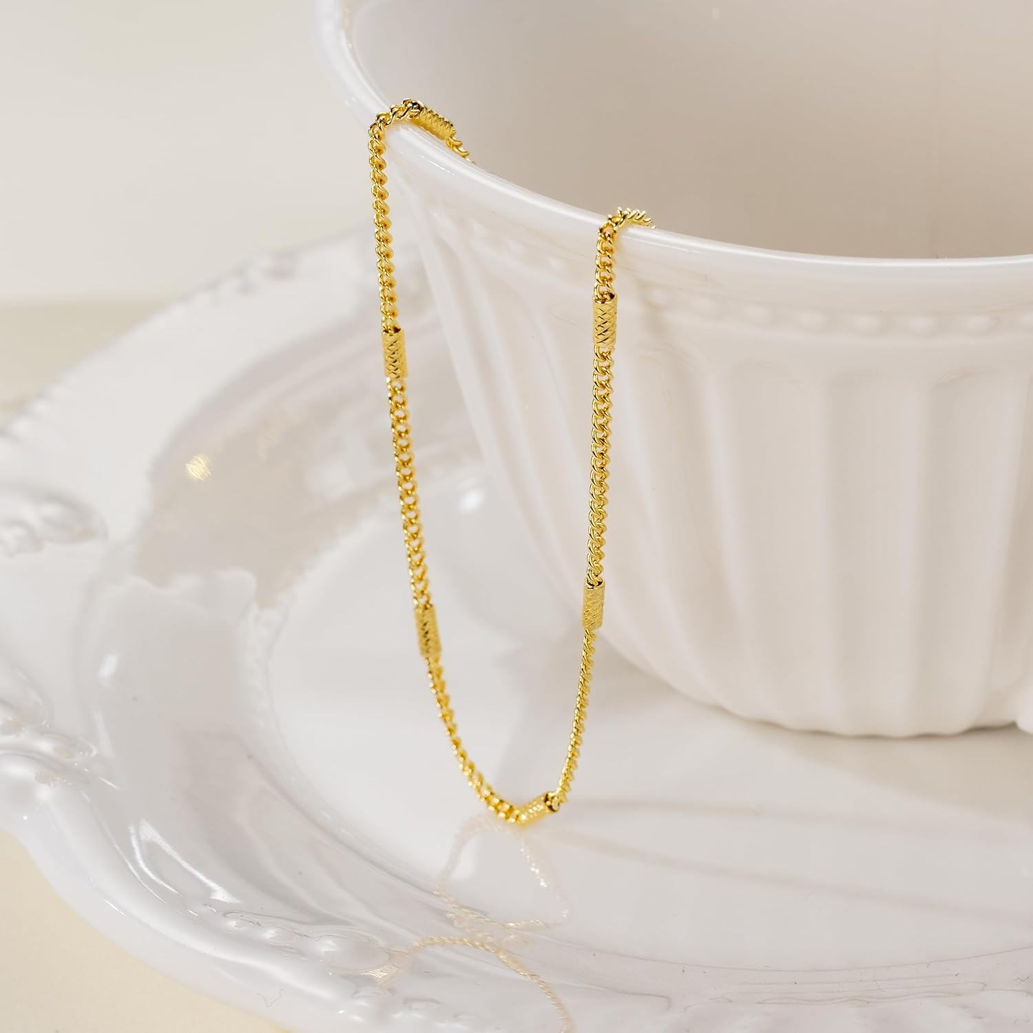 14K Gold Chain for Women 1.6mm Golden Cuban Link Chain for Mens Gold Necklace Waterproof Golden Necklace Subtle Elegance with a Twist Dainty Necklaces for Women 16,18,20,22,24in - Image 4