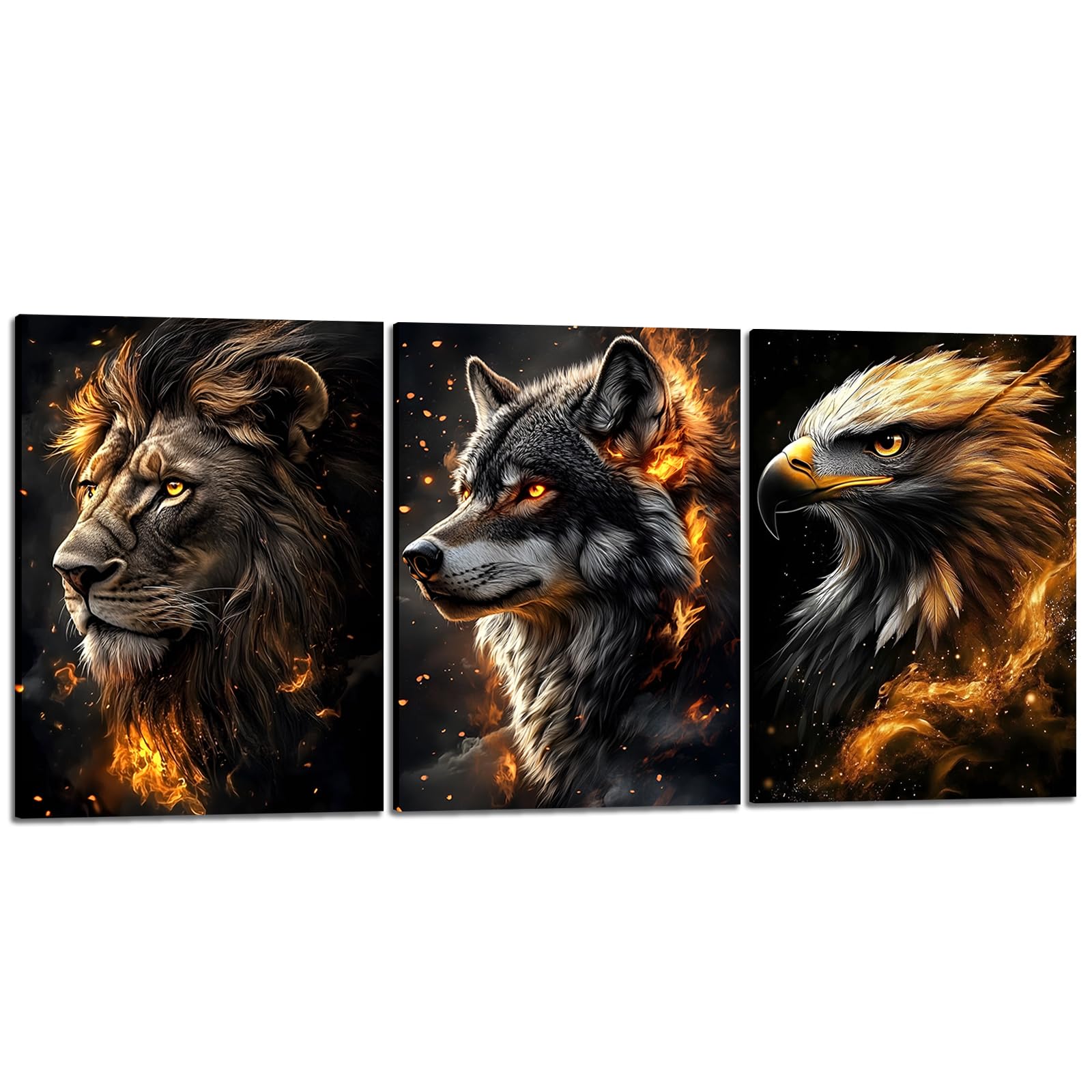 YWQQ Animal Canvas Wall Art Framed Paintings, 3-Piece Set