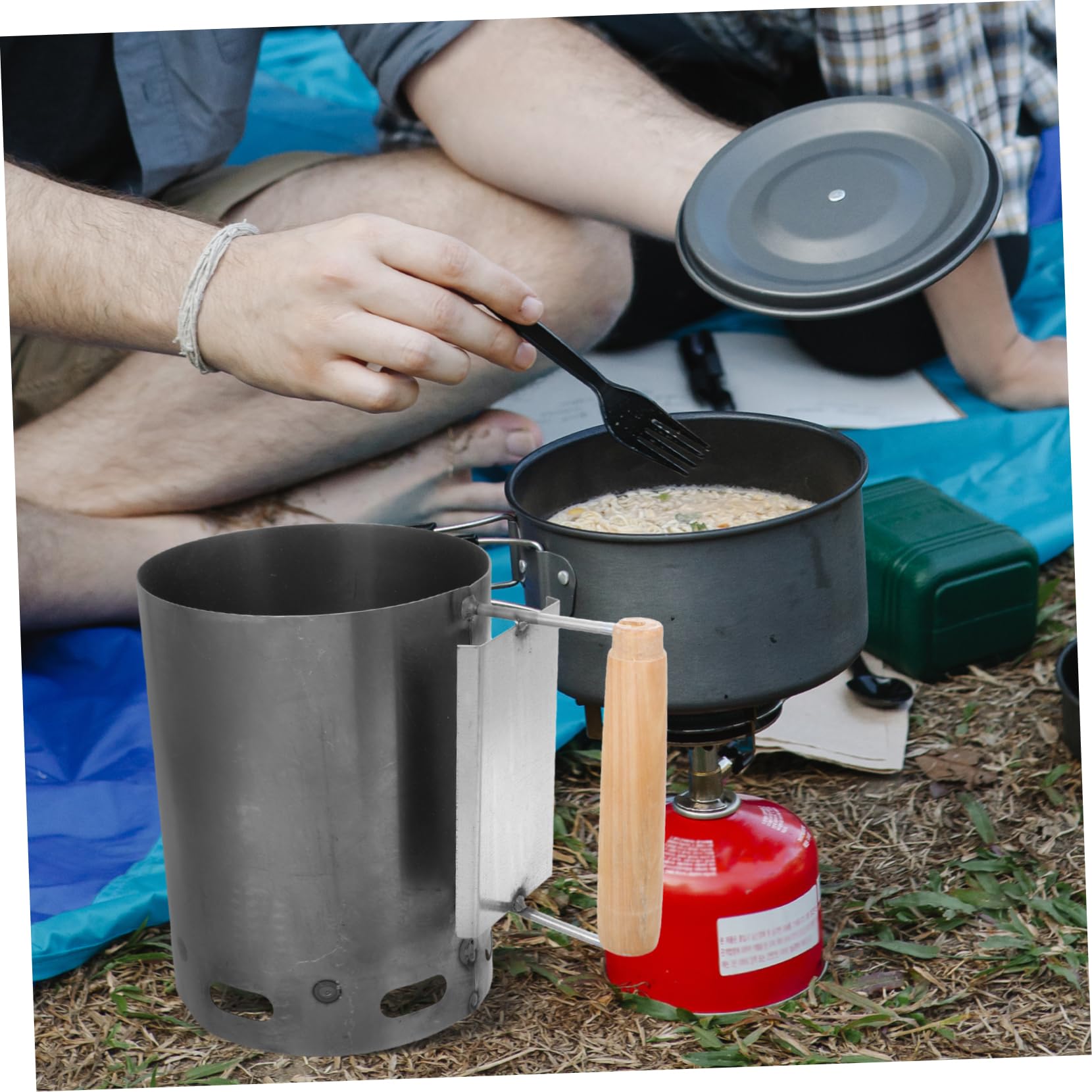 Encendedor de Chimenea para Carbón de Barbacoa de Hierro Blanco