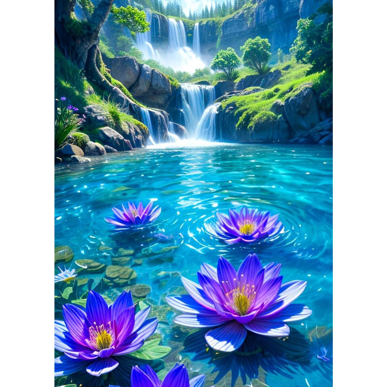 QENSPE Diamond Painting 5D, Statue Bouddha Fleur Peinture Diamant Adulte Complet Bouddha Diamant Kit Enfants, DIY Diamant Strass Point de Croix Cristal Painting Murale Décoration Bronze 30x40cm