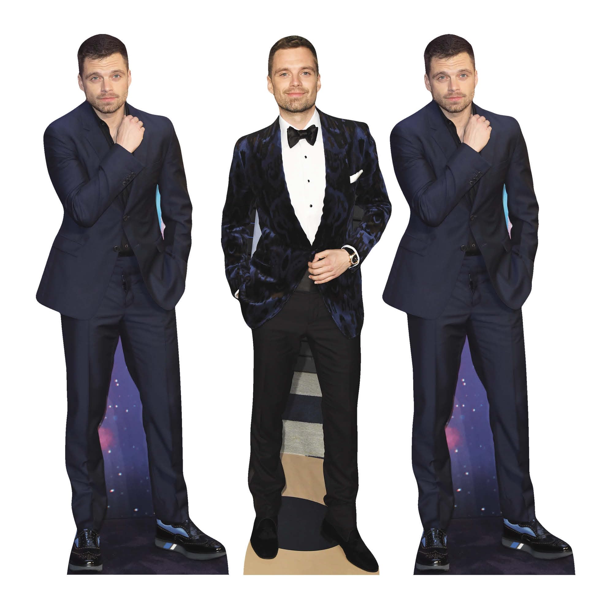 Star Cutouts Sebastian Stan Cs1237 Shelf Top Cutout Pack Of Three Cardboard Cutouts Height 31Cm - Ideal For Fan Theme, Parties, Birthdays, Surprise Gifts & Room Decorations & Events