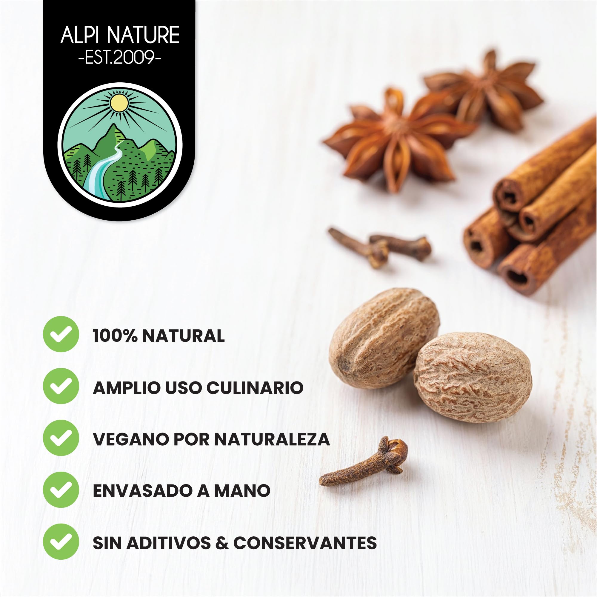 Alpi Nature Canela de Ceilán en Polvo 250g, Palitos de Canela de Ceilán Molidos en Polvo