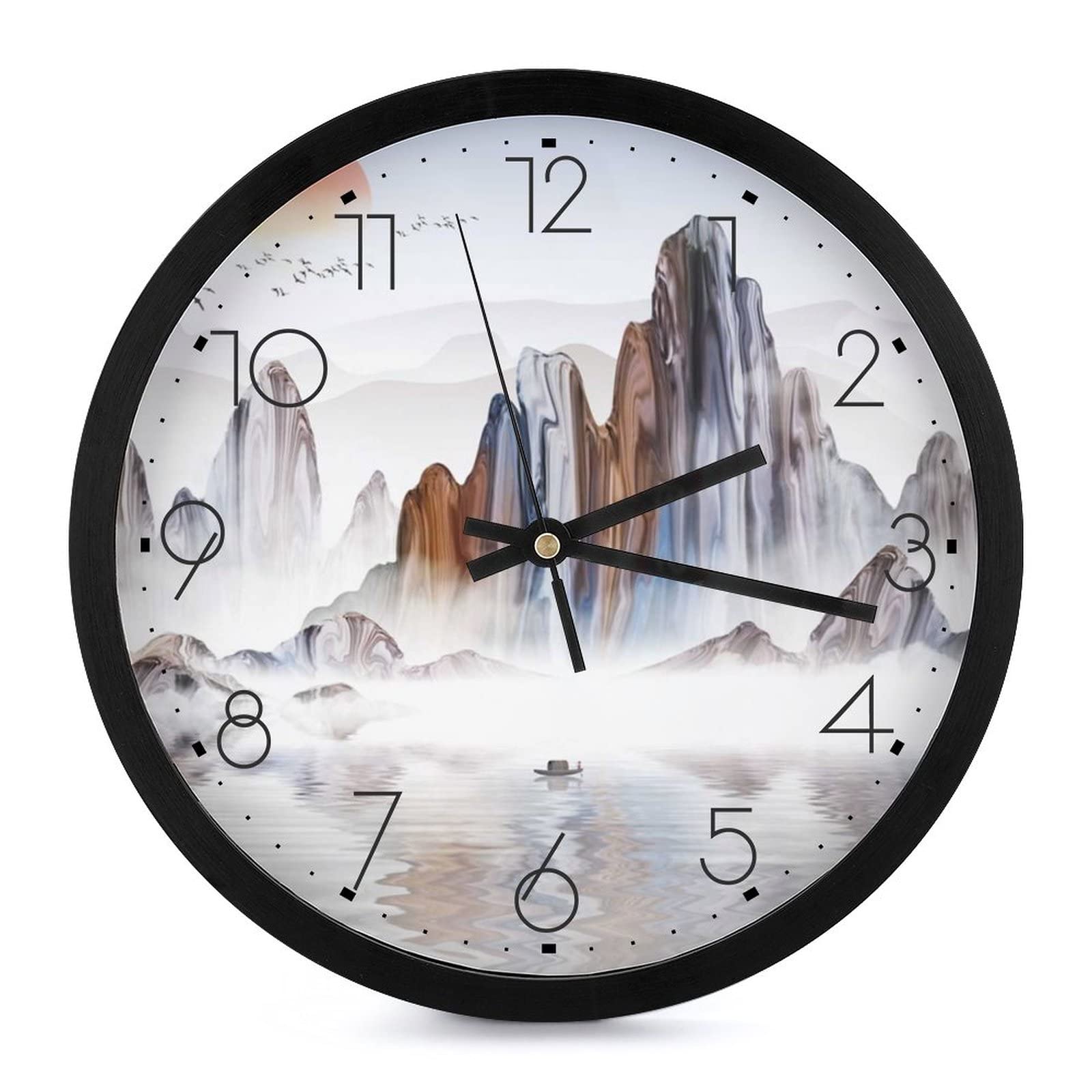 Pendule murale silencieuse pour maison et horloge chinoise moderne de 25.4cm pour chambre