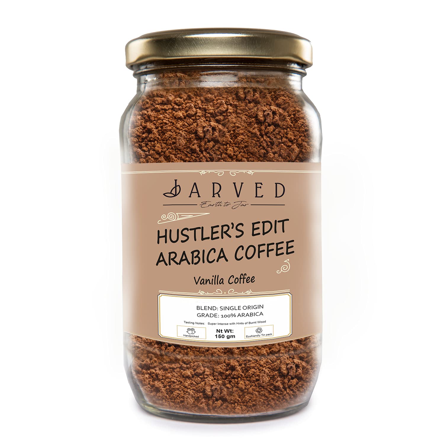 Jarved vanilla coffee-flavored instant coffee-100g glass jar| 100% coffee no chicory