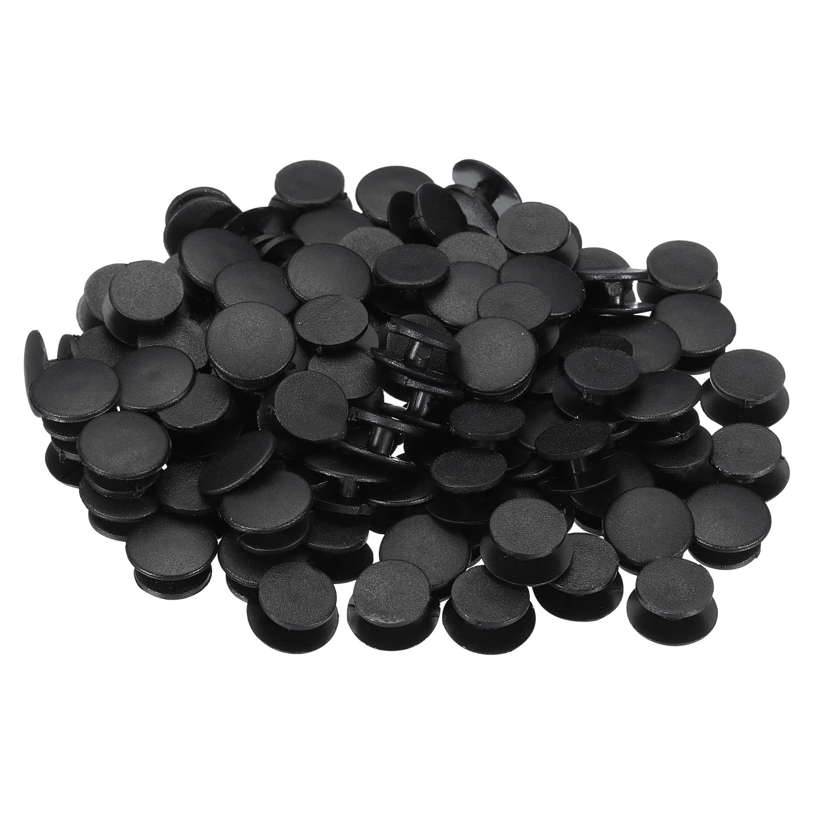 PATIKILPlastic Button Charm, 100 Pack 12 x 10mm Dia Buckle Button Accessories Backs Wristband Shoe Charm Decoration for DIY Ornaments, Black