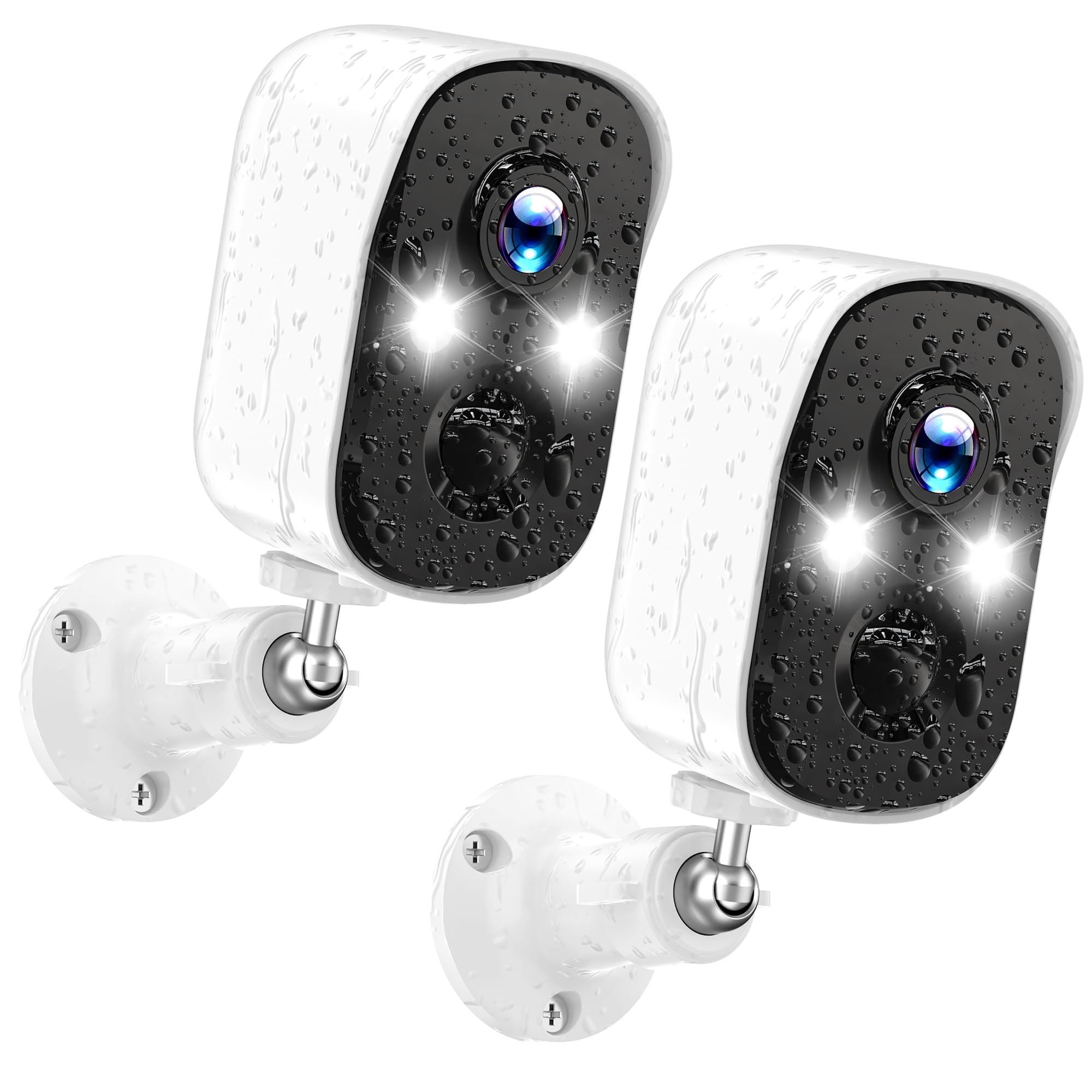 2 Pack 4MP Security Cameras Wireless Outdoor, Color Night Vision Camera | Cameras for Home Security with PIR Motion Detection, SD/Cloud Storage, 2-Way Audio, Siren Alarm, FHD, IP65, Works with Alexa